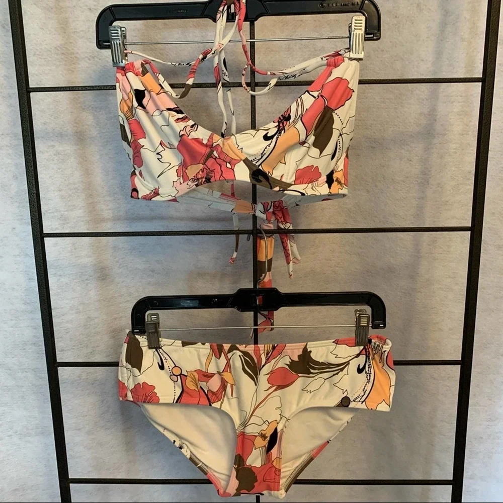DKNY Floral Halter Style Bikini‎ Women's Size L